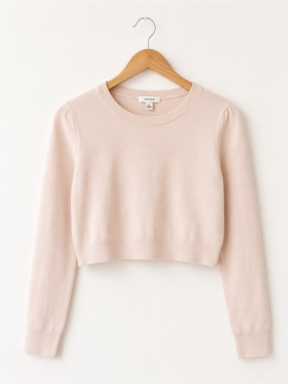 Aritzia Talula Blush Pink Cropped Knit Sweater Pullover Size Large